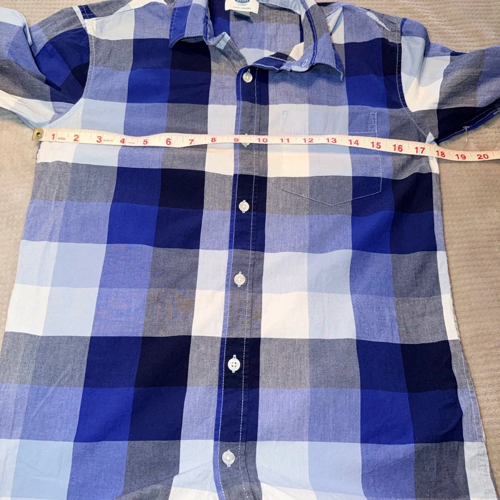 Old Navy Boys Blue and White Checkered Shirt XL 14-16